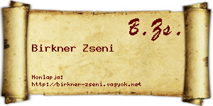 Birkner Zseni névjegykártya